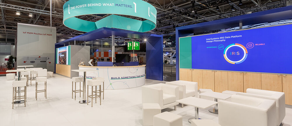 Messestand Intersystems, Messe Cebit, Hannover, Messebau ISINGERMERZ, Softwareentwickler