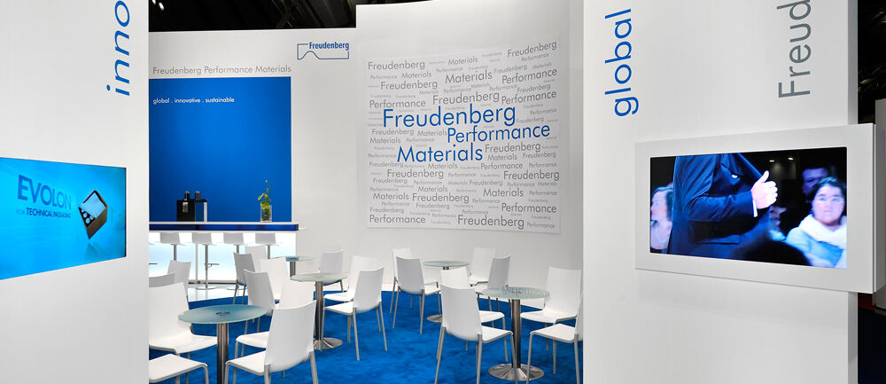 Messestand, Freudenberg Performance Materials, Messe Techtextil, Frankfurt, Messebau Isingermerz