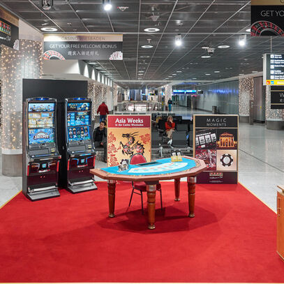 Spielbank Wiesbaden, Promotionstand, Flughafen Frankfurt, Eventbau ISINGERMERZ