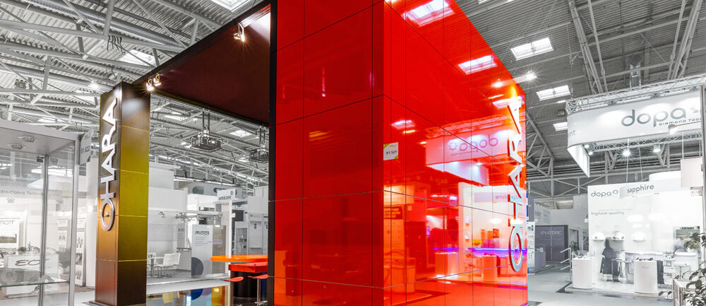 Messestand OHARA, Messe Laser World of Photonics, München, Messebau ISINGERMERZ, Messestandbau