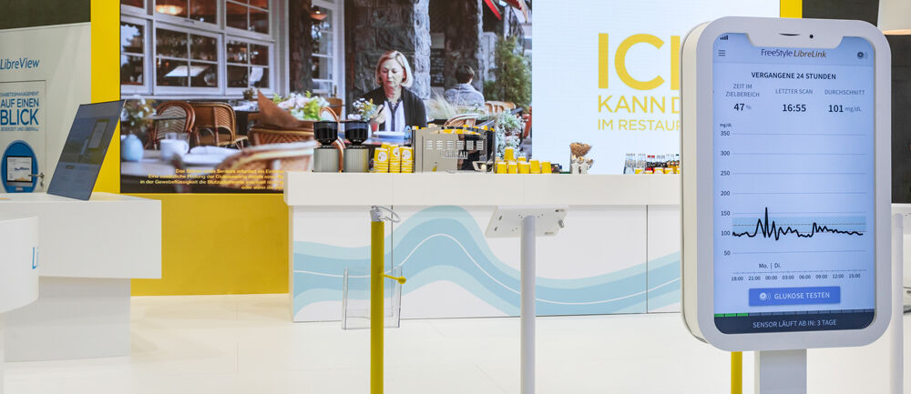 Messestand Abbott, DDG, Frühjahrstagung, Messe, Berlin, FreeStyle Libre, Messebau, ISINGERMERZ, Messestand