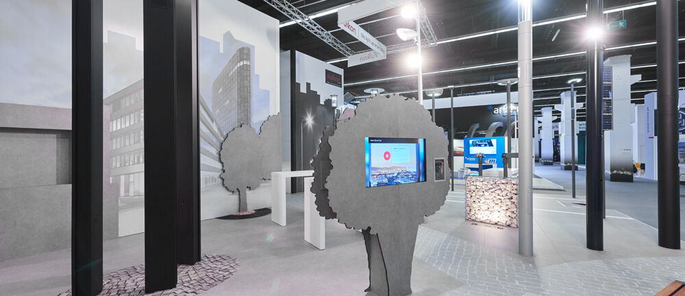 Messestand Hess, Messe Light + Building, Messebau ISINGERMERZ, Reno Elements, Messegestaltung