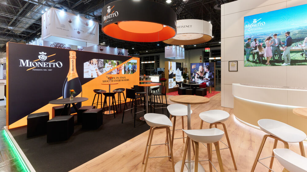 Messestand Henkell Freixenet, Messe Prowein, Düsseldorf, Isingermerz, Messestandgestaltung