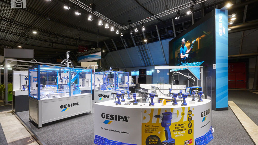Gesipa Messestand, Messe Blechexpo Stuttgart, Messestanddesign, Isingermerz