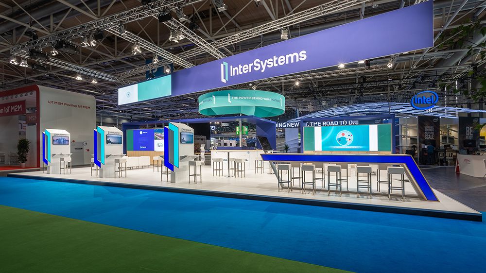 Messestand Intersystems, Messe Cebit, Hannover, Messebau ISINGERMERZ, Softwareentwickler