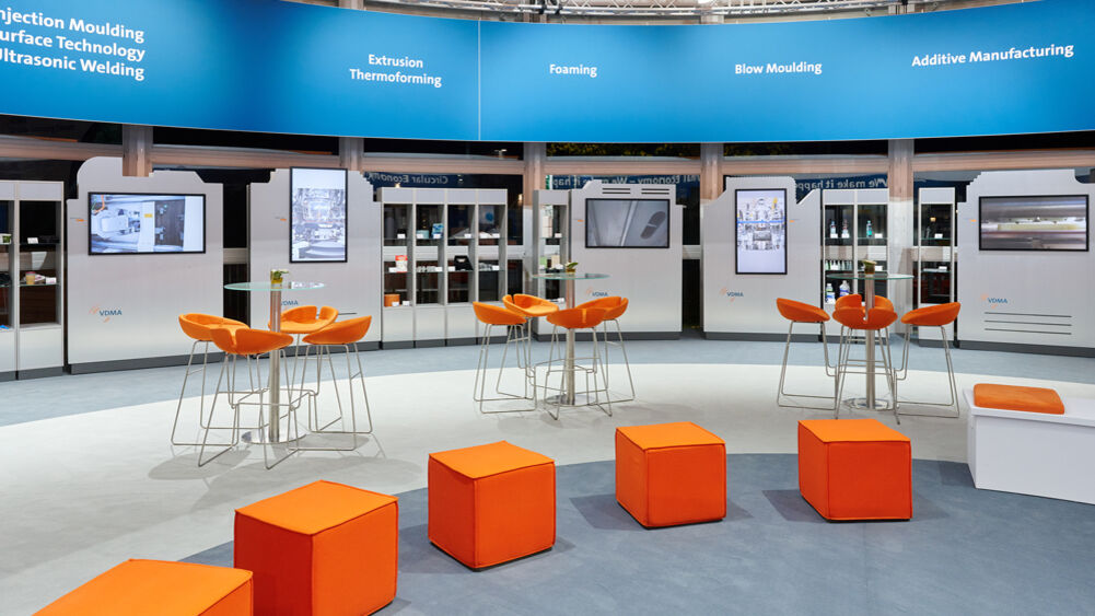 Messestand VDMA, Messe K, Düsseldorf, Circular Economy, Kreislaufwirtschaft, Nachhaltigkeit, Isingermerz, Messebau, Eventbau, Messegestaltung