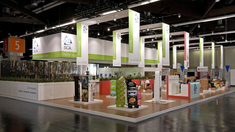 nachhaltiger Messebau, SCA Messestand, Messe Fachpack, Messebau ISINGERMERZ