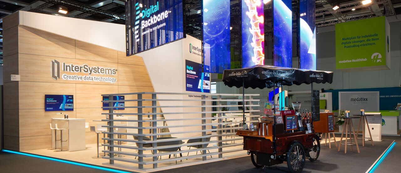Messe DMEA München, Messestand Intersystems, Messebau ISINGERMERZ