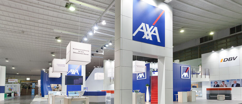 Messestand Axa, Messe DKM, Messebau Isingermerz, Messestandkonzept